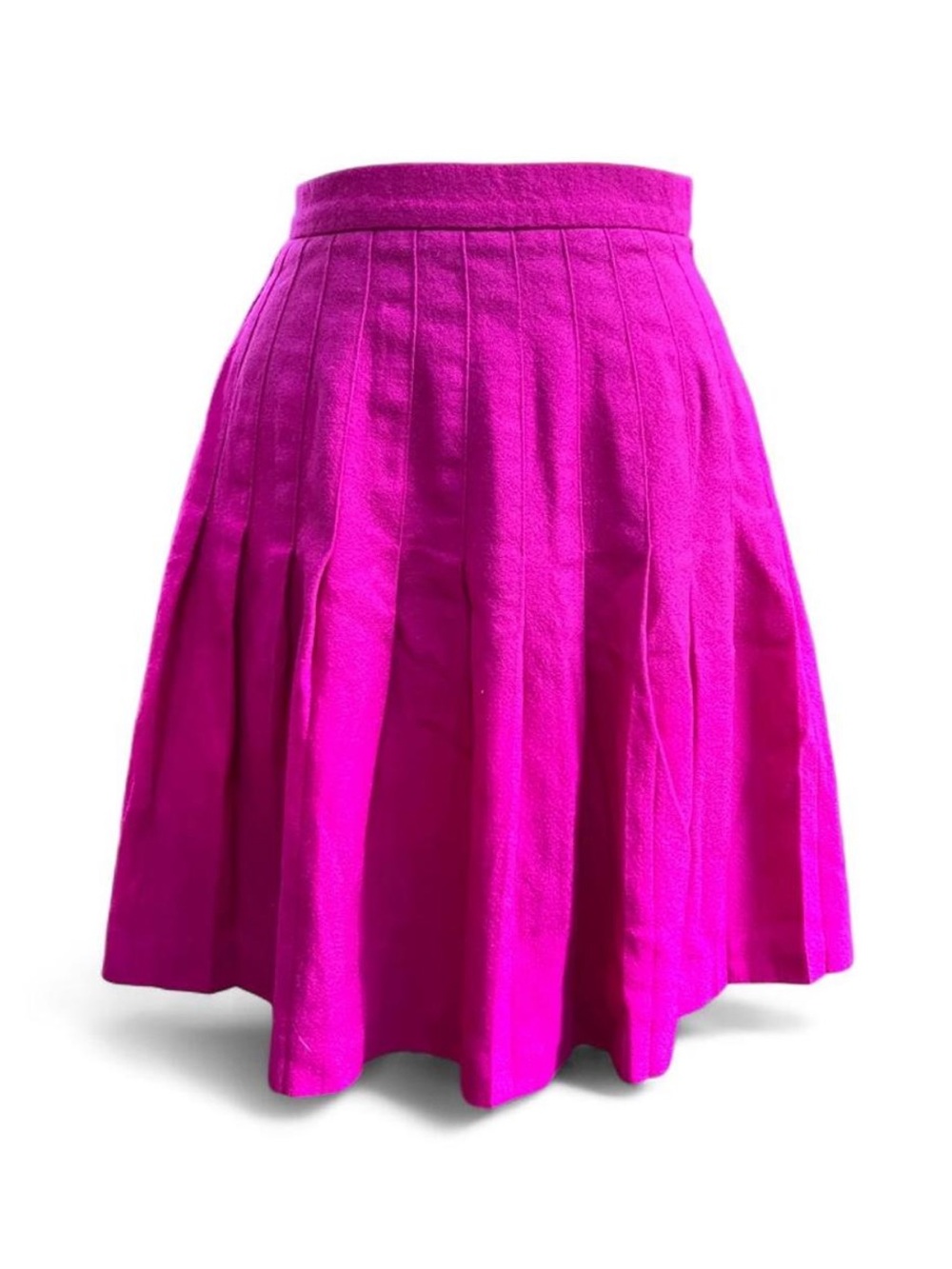 Vintage 80s/90s Ann Taylor Studio Fuchsia Wool Pleated Skirt 26”
